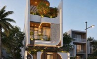 Nhà phố hiện đại 5x22m – Không gian sống xanh với đường cong kiến trúc ấn tượng