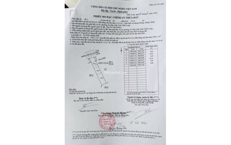 Bán Đất Mặt Tiền Trần Văn Cầu, Phường An Hội – 151m² – Giá 950 Triệu