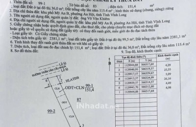 Bán Đất Mặt Tiền Trần Văn Cầu, Phường An Hội – 151m² – Giá 950 Triệu